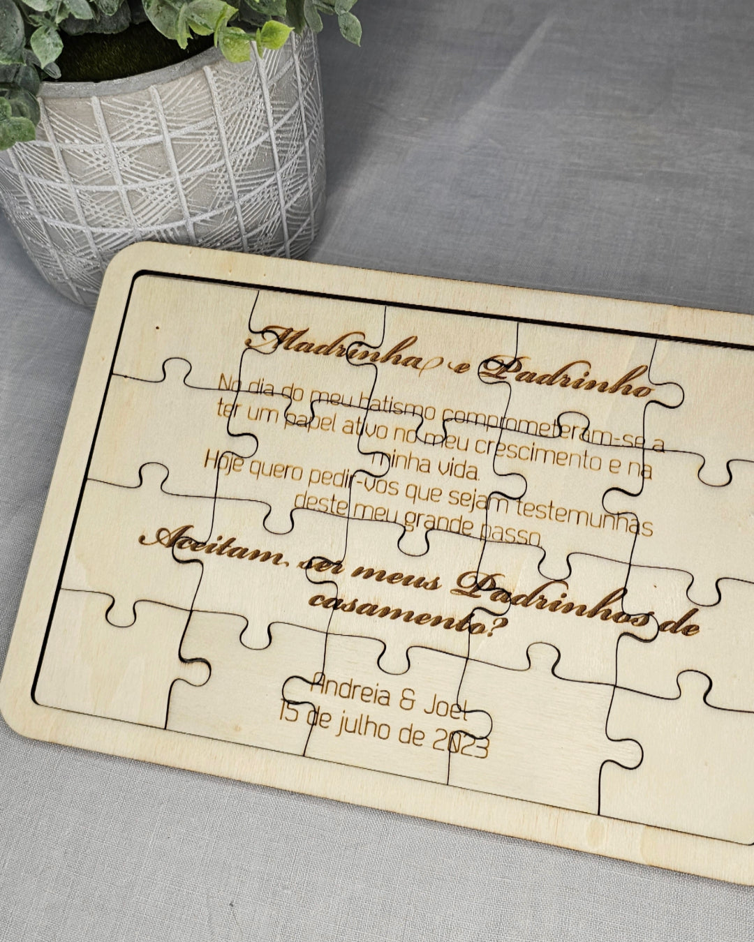 Puzzle Convite de Padrinhos de Casamento