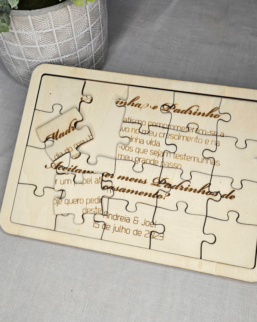 Puzzle Convite de Padrinhos de Casamento