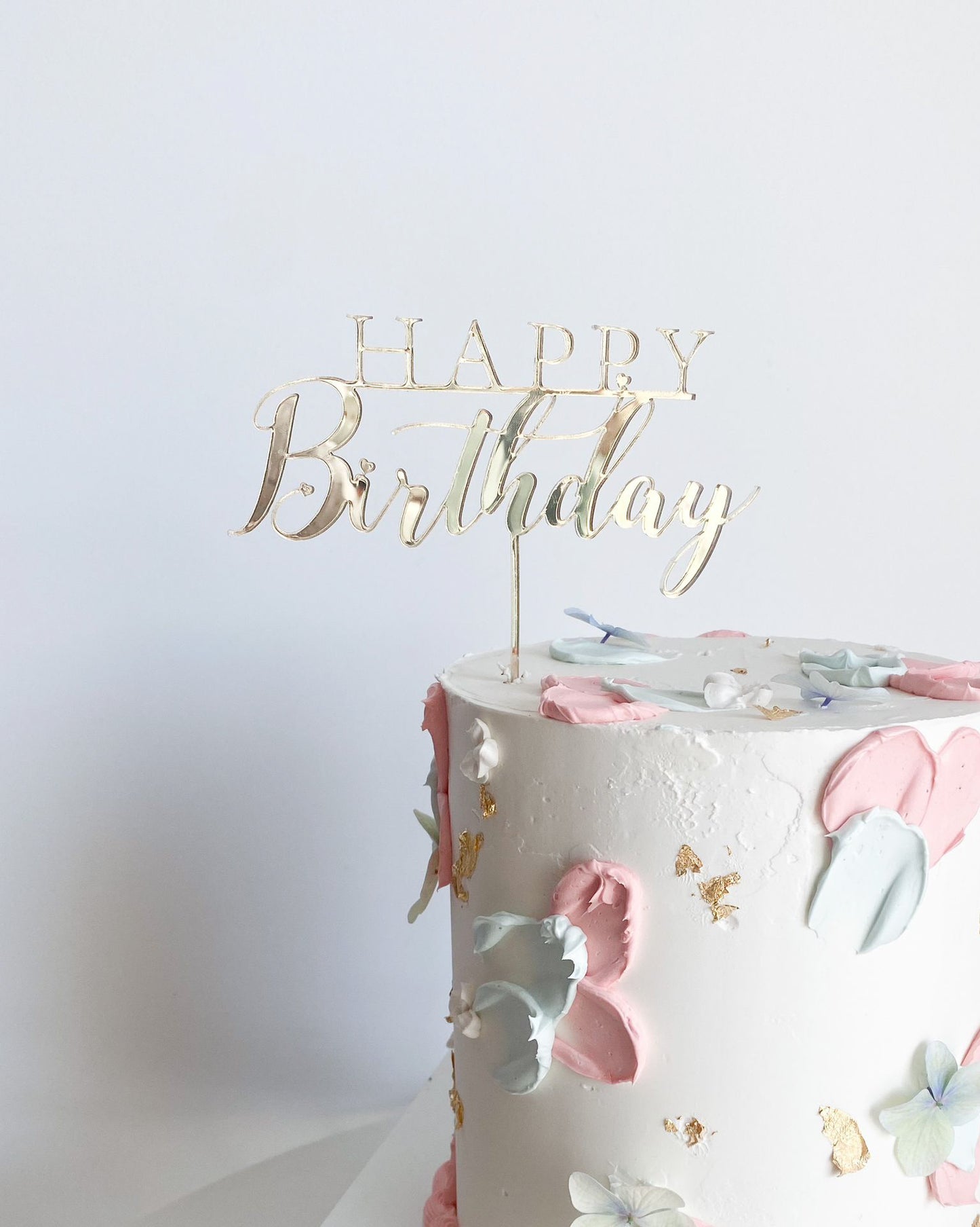 Topper Happy Birthday Acrílico Dourado