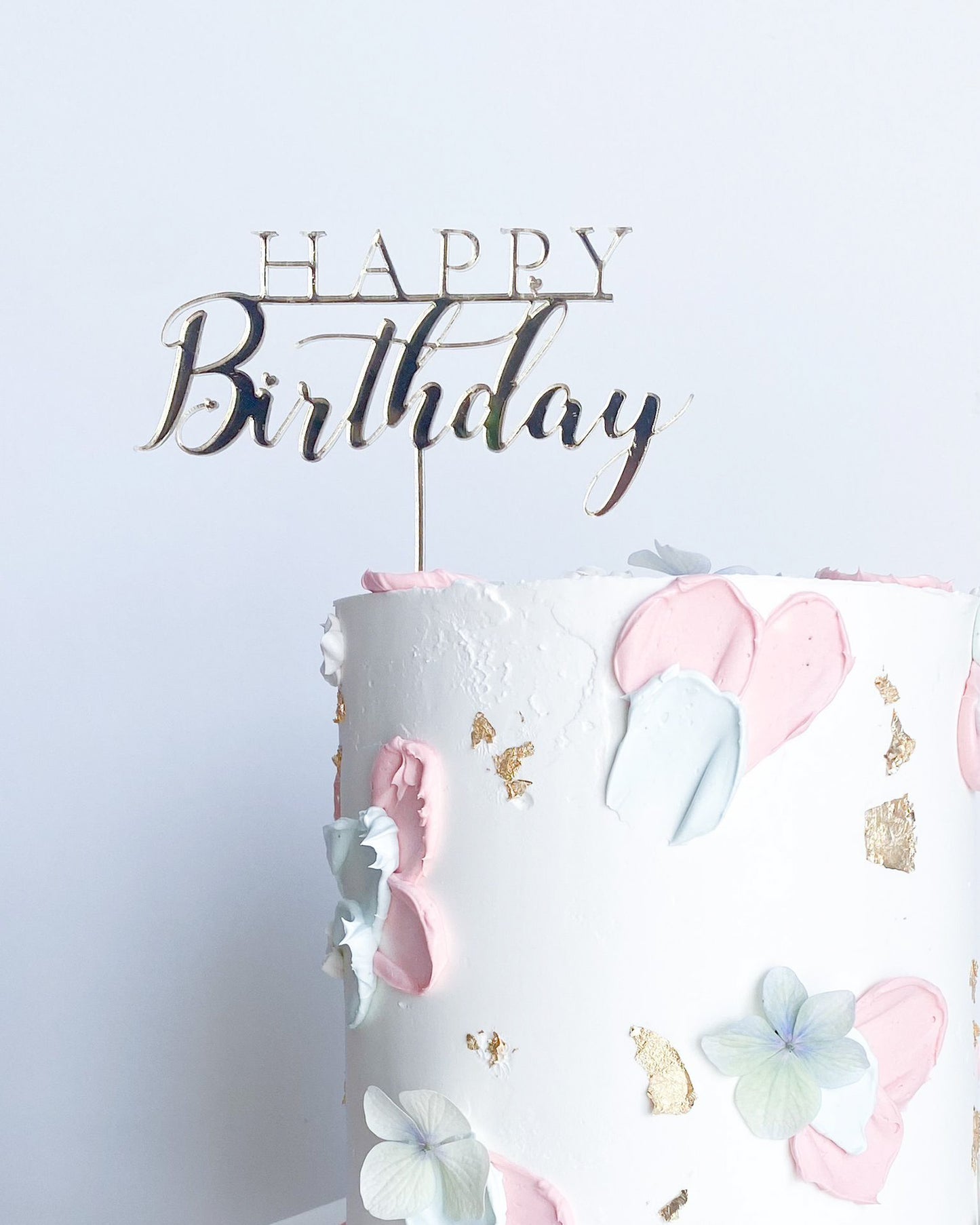 Topper Happy Birthday Acrílico Dourado