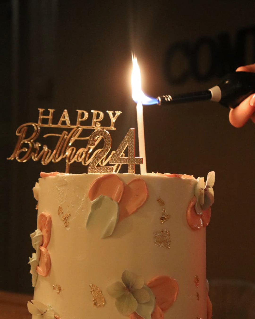 Topper Happy Birthday Acrílico Dourado